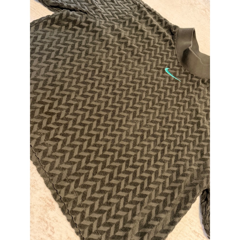 Nike Womens Textured Chevron Crop Top and Jogger Pants Set Olive Green Small - Picture 3 of 9
